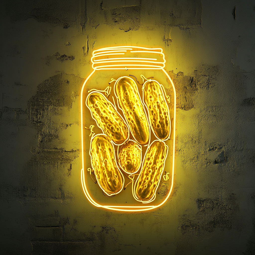 Jar of Pickles - Yellow Neon Sign, 18 Inches