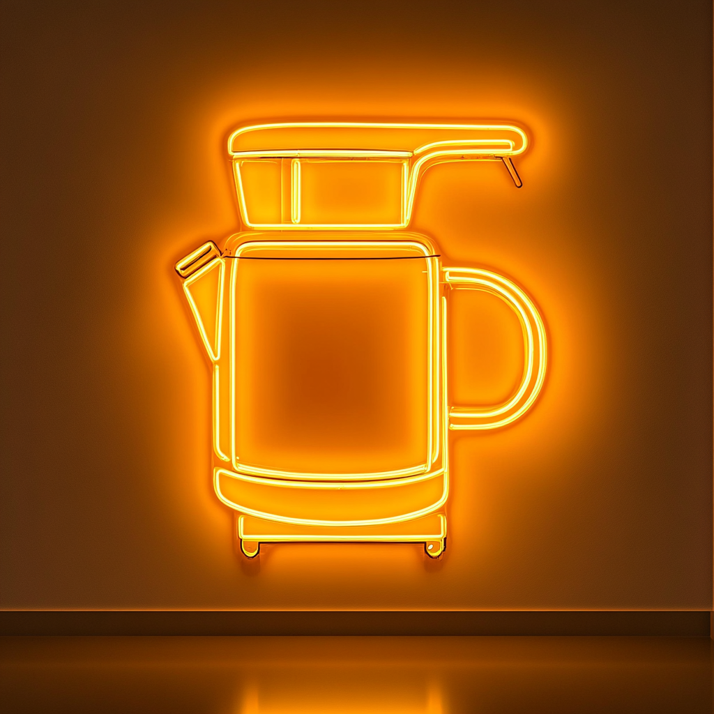 Juicer with Orange - Yellow Neon Sign, 18 Inches