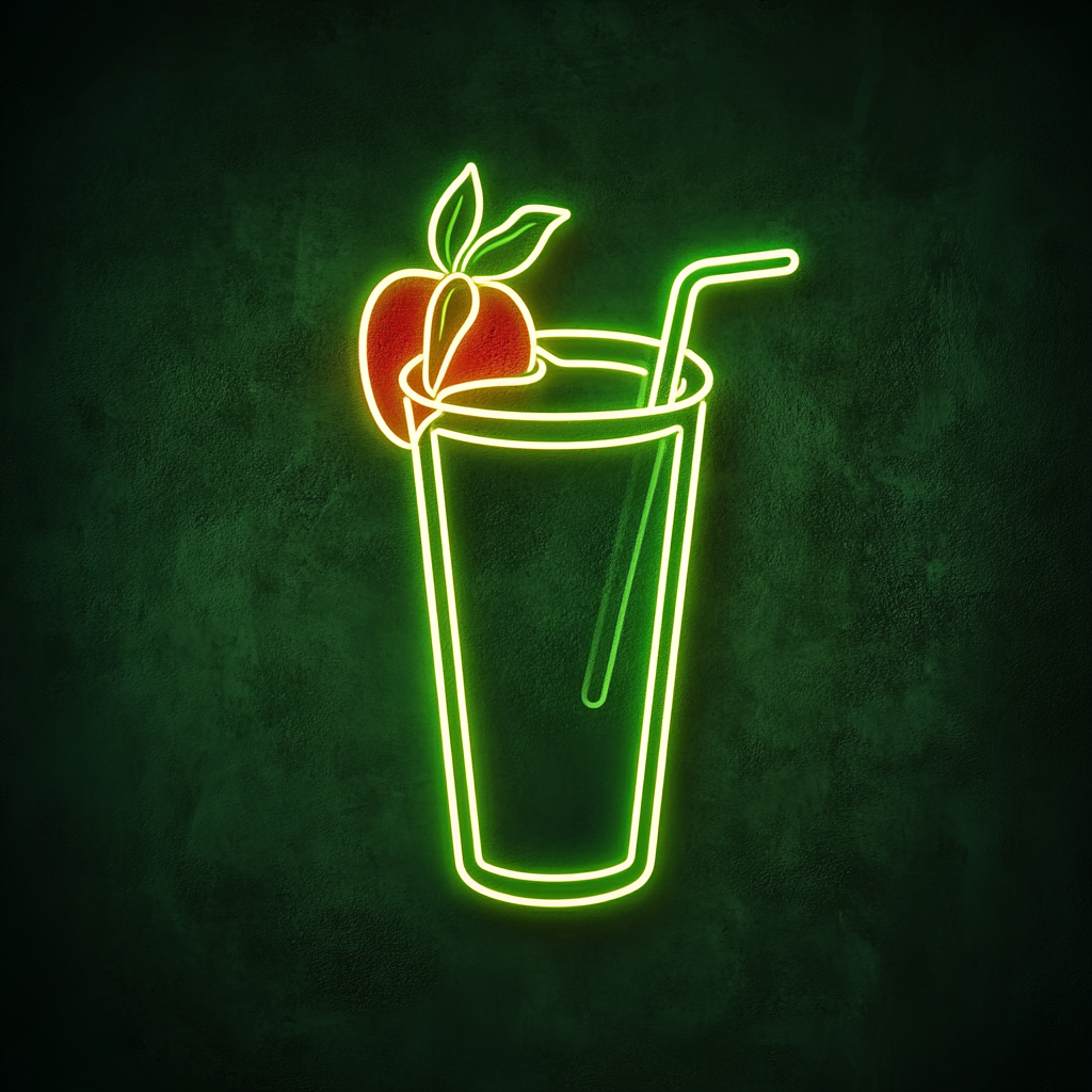 Juice with Fruit Garnish - Green Neon Sign, 24 Inches