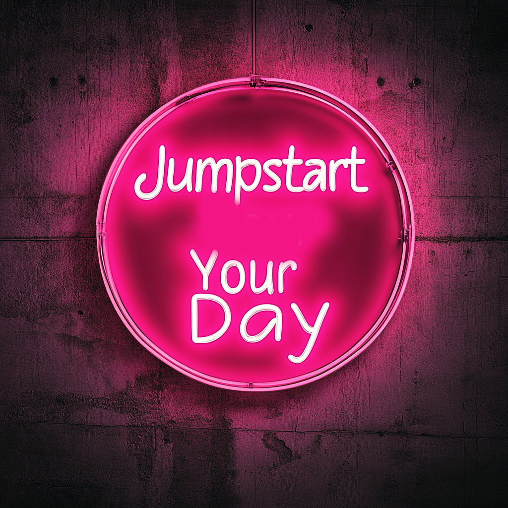 "Jumpstart Your Day" - Pink Neon Sign, 24 Inches