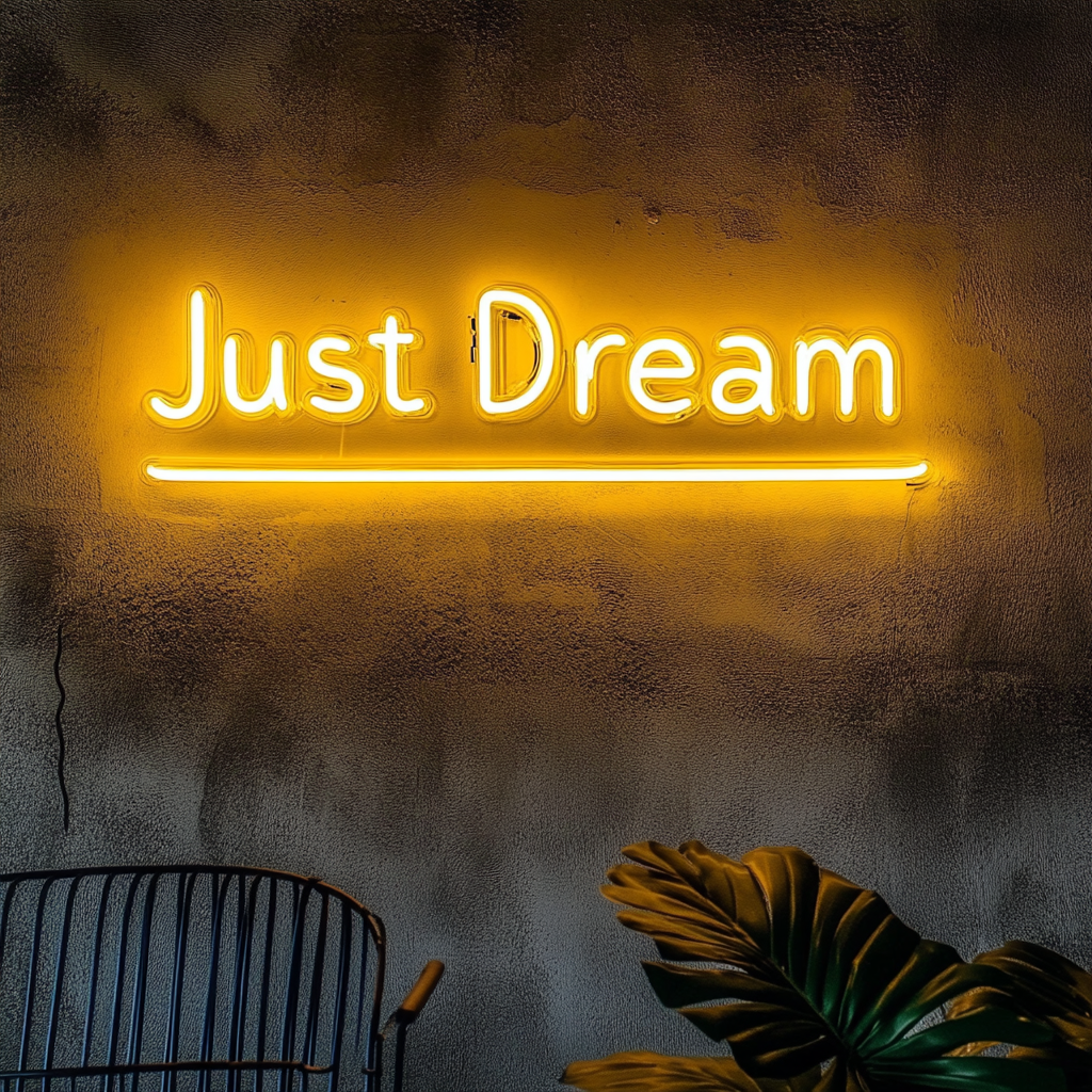 Just Dream - Yellow Neon Sign, 24 Inches