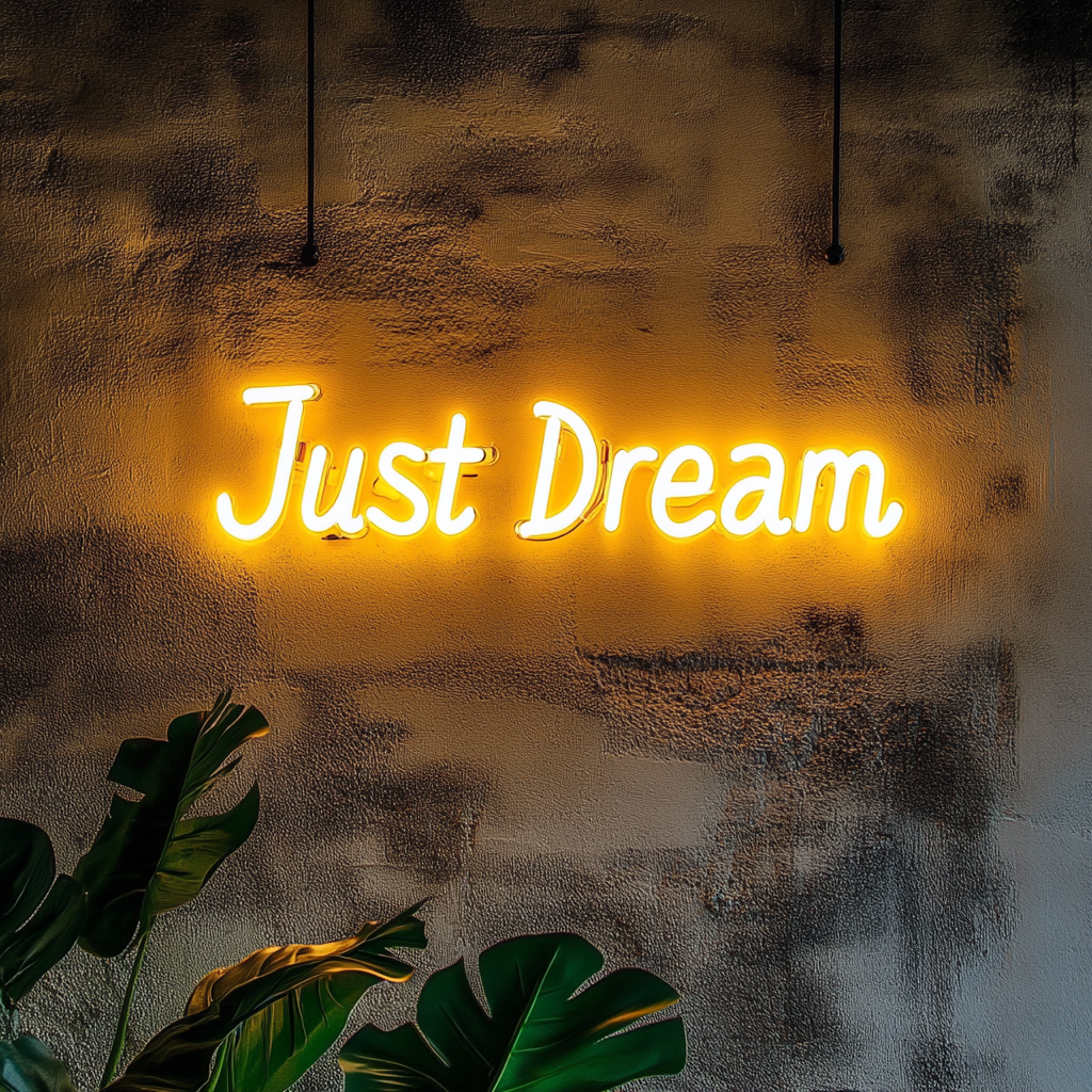 Just Dream - Yellow Neon Sign, 24 Inches