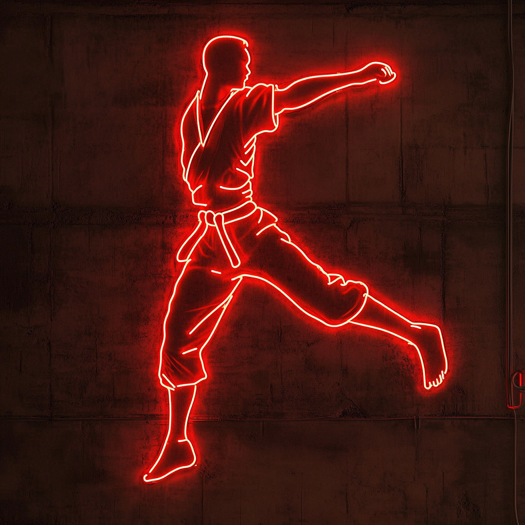 Karate - Red Neon Sign, 18 Inches