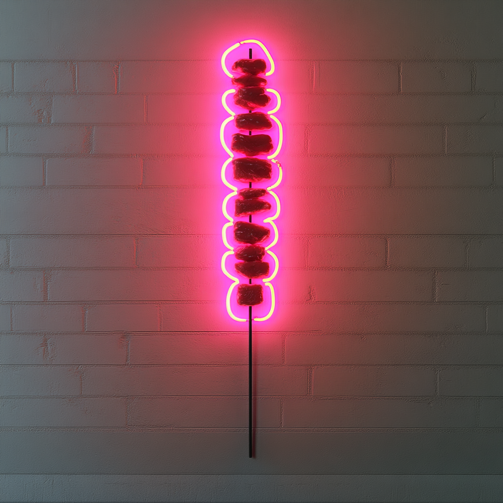 Kebab Skewer - Pink Neon Sign, 18 Inches