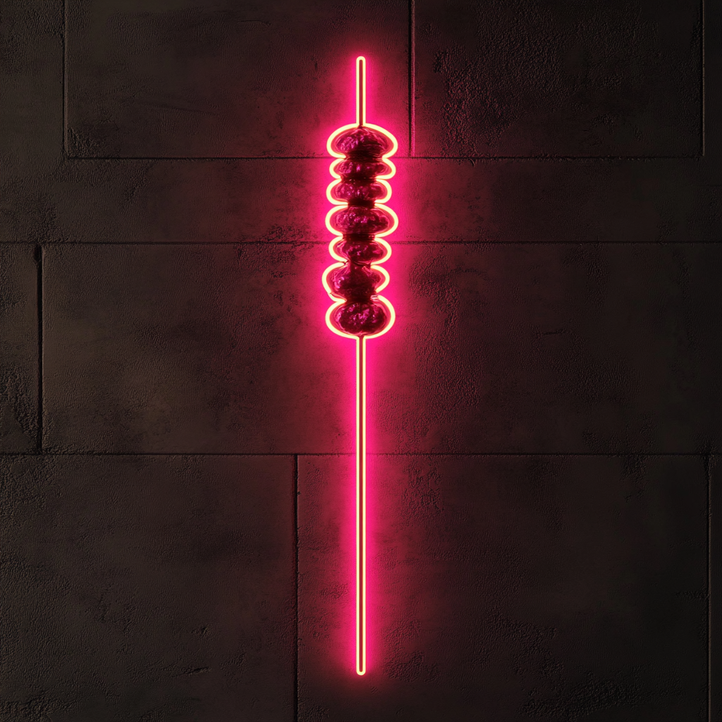 Kebab Skewer - Pink Neon Sign, 18 Inches
