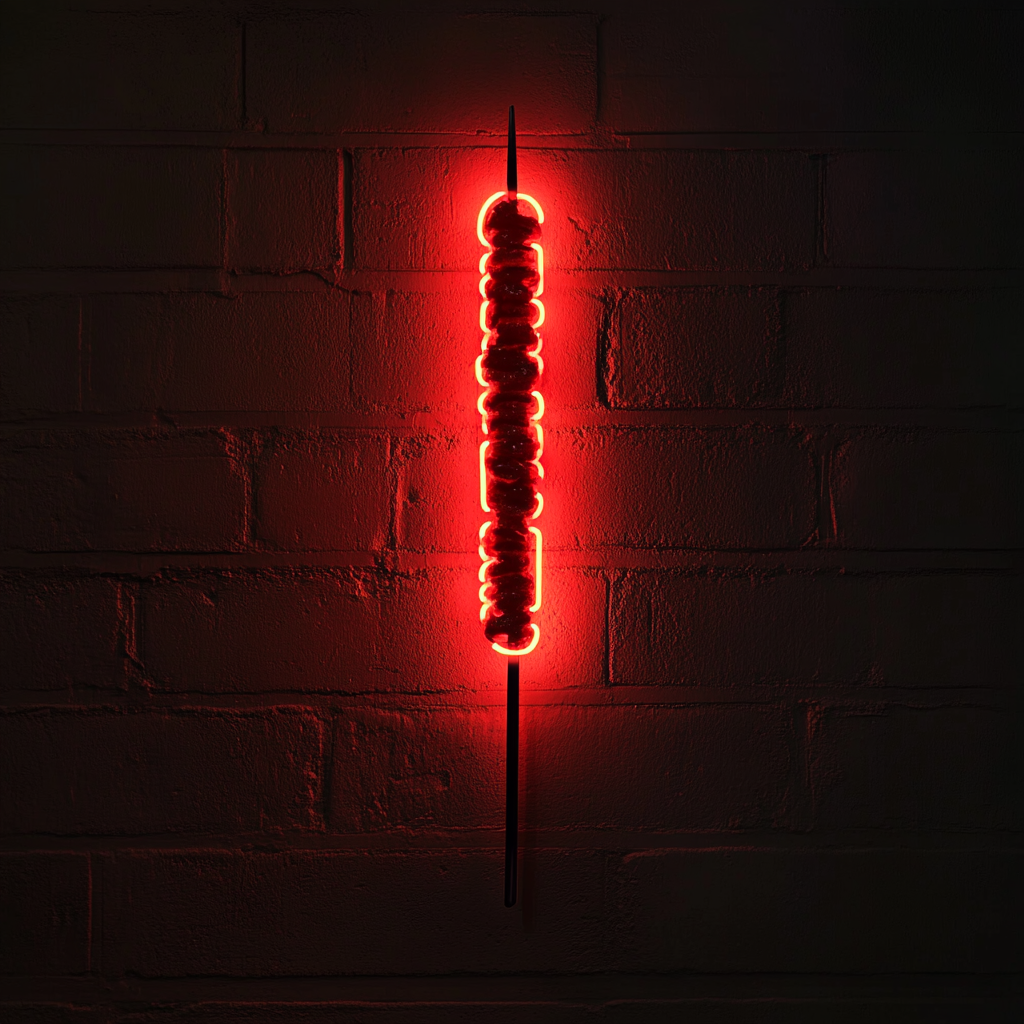 Kebab Skewer - Red Neon Sign, 18 Inches