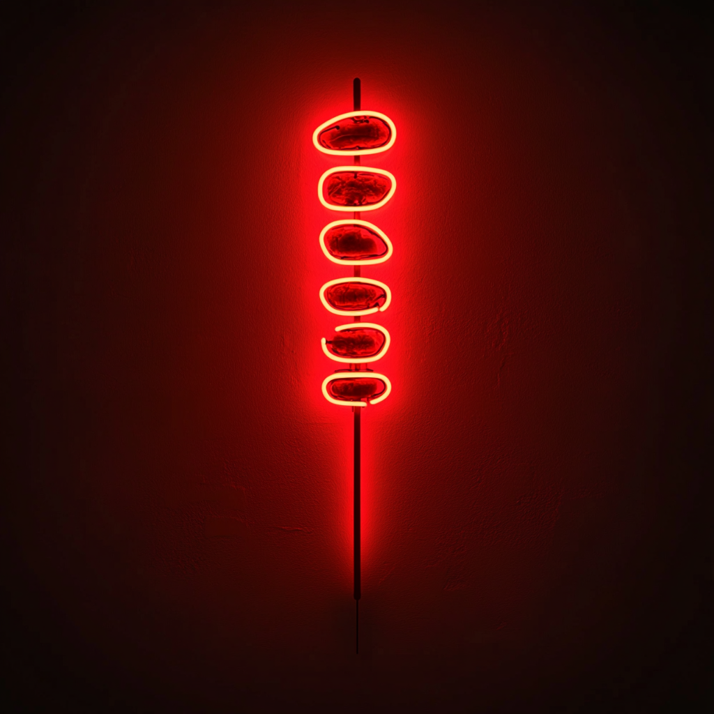 Kebab Skewer with Veggies - Red Neon Sign, 18 Inches