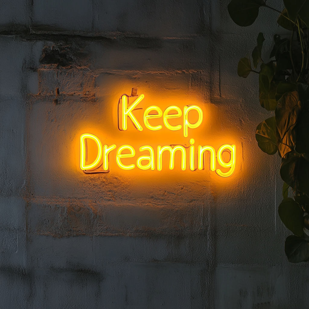 Keep Dreaming - Yellow Neon Sign, 18 Inches