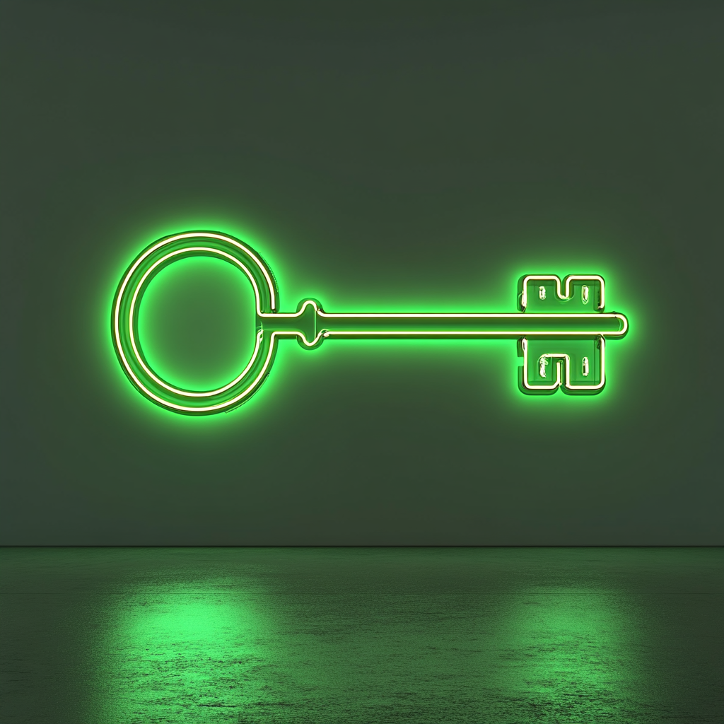 Key - Green Neon Sign, 18 Inches