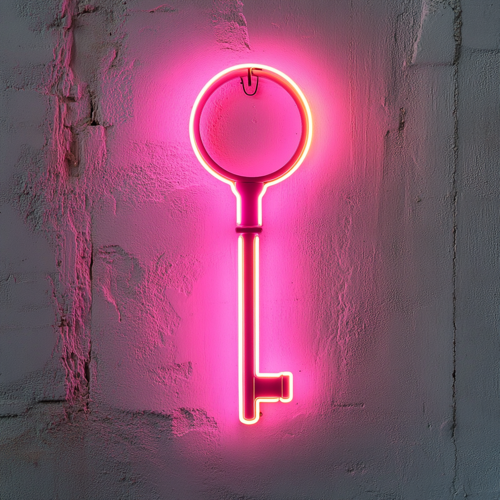 Key - Pink Neon Sign, 18 Inches