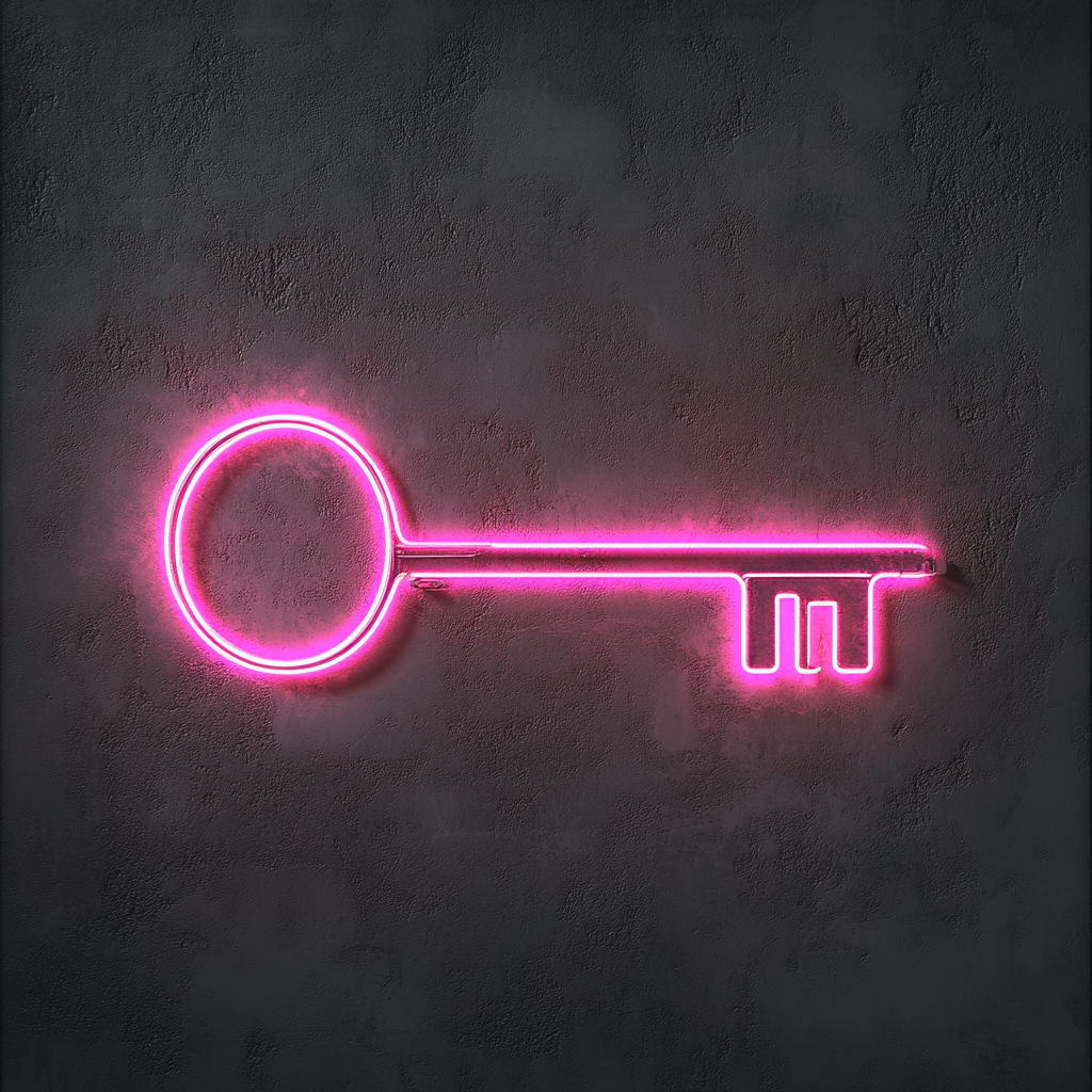 Key - Pink Neon Sign, 18 Inches