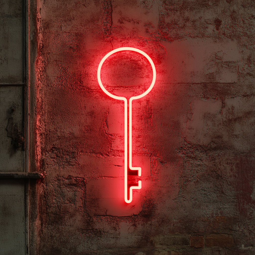 Key - Red Neon Sign, 18 Inches