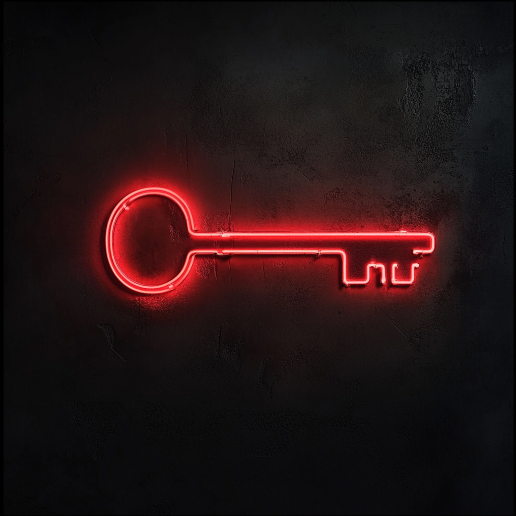 Key - Red Neon Sign, 18 Inches
