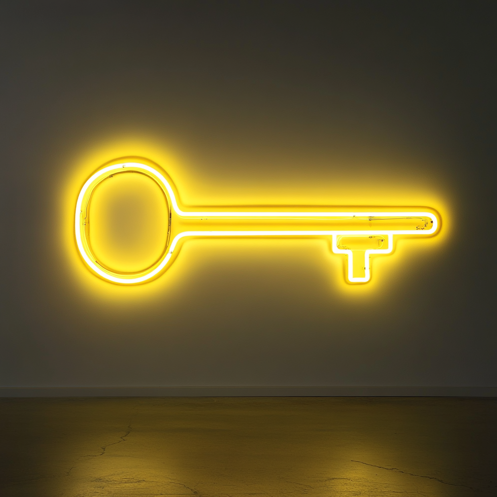 Key - Yellow Neon Sign, 24 Inches