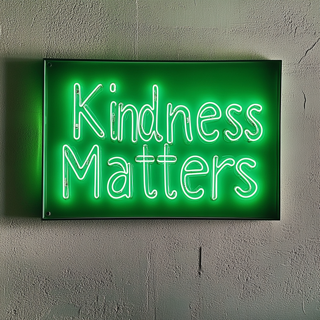Kindness Matters - Green Neon Sign, 18 Inches