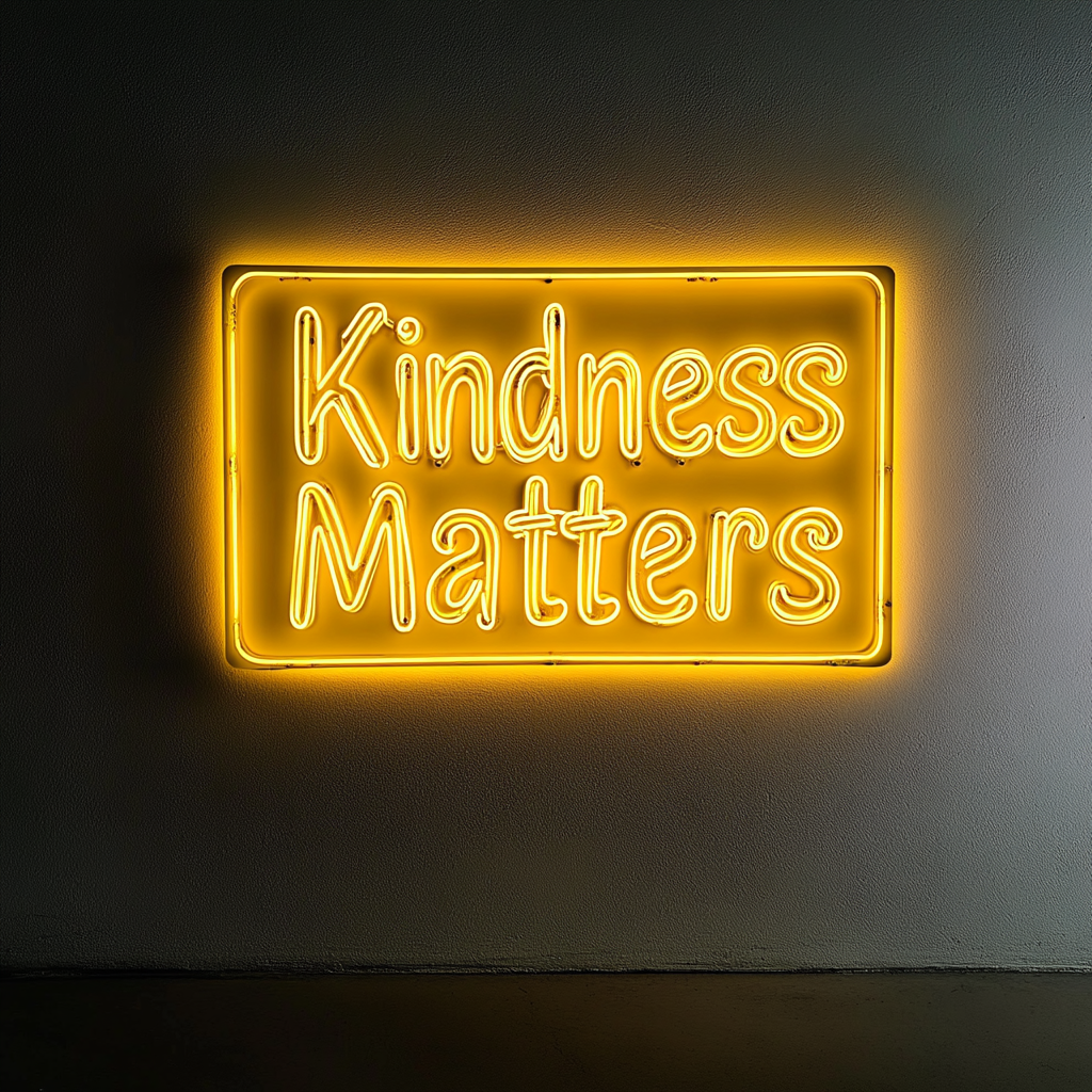 Kindness Matters - Yellow Neon Sign, 24 Inches