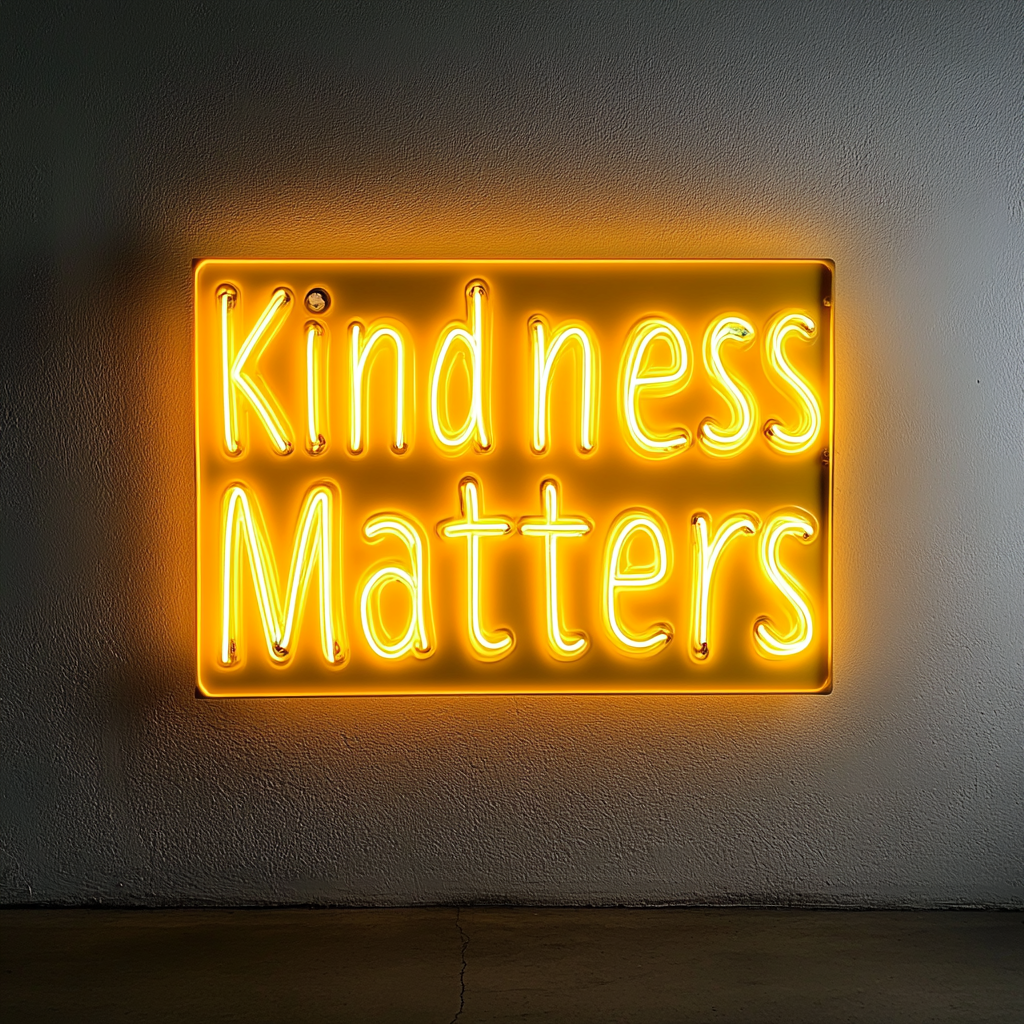 Kindness Matters - Yellow Neon Sign, 18 Inches