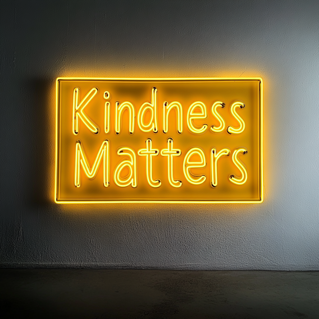 Kindness Matters - Yellow Neon Sign, 18 Inches