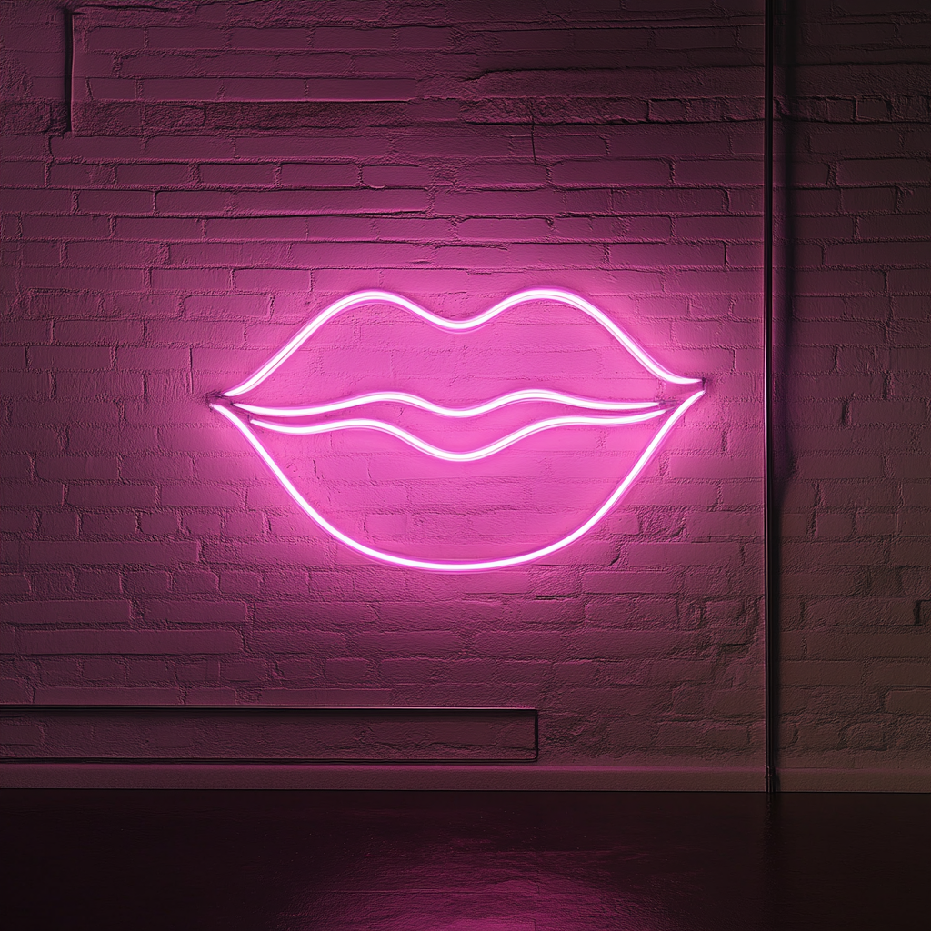 Kissing Lips - Pink Neon Sign, 18 Inches