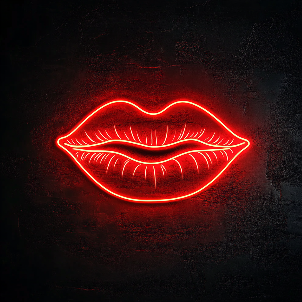 Kissing Lips - Red Neon Sign, 18 Inches