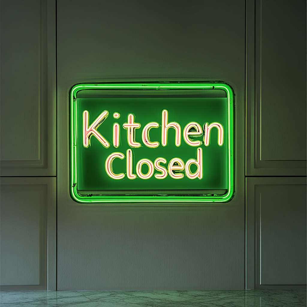 "Kitchen Closed" - Green Neon Sign, 18 Inches