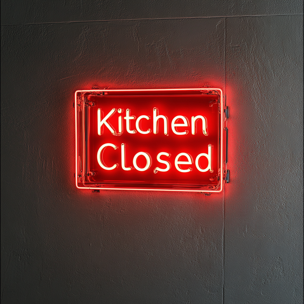 "Kitchen Closed" - Red Neon Sign, 18 Inches