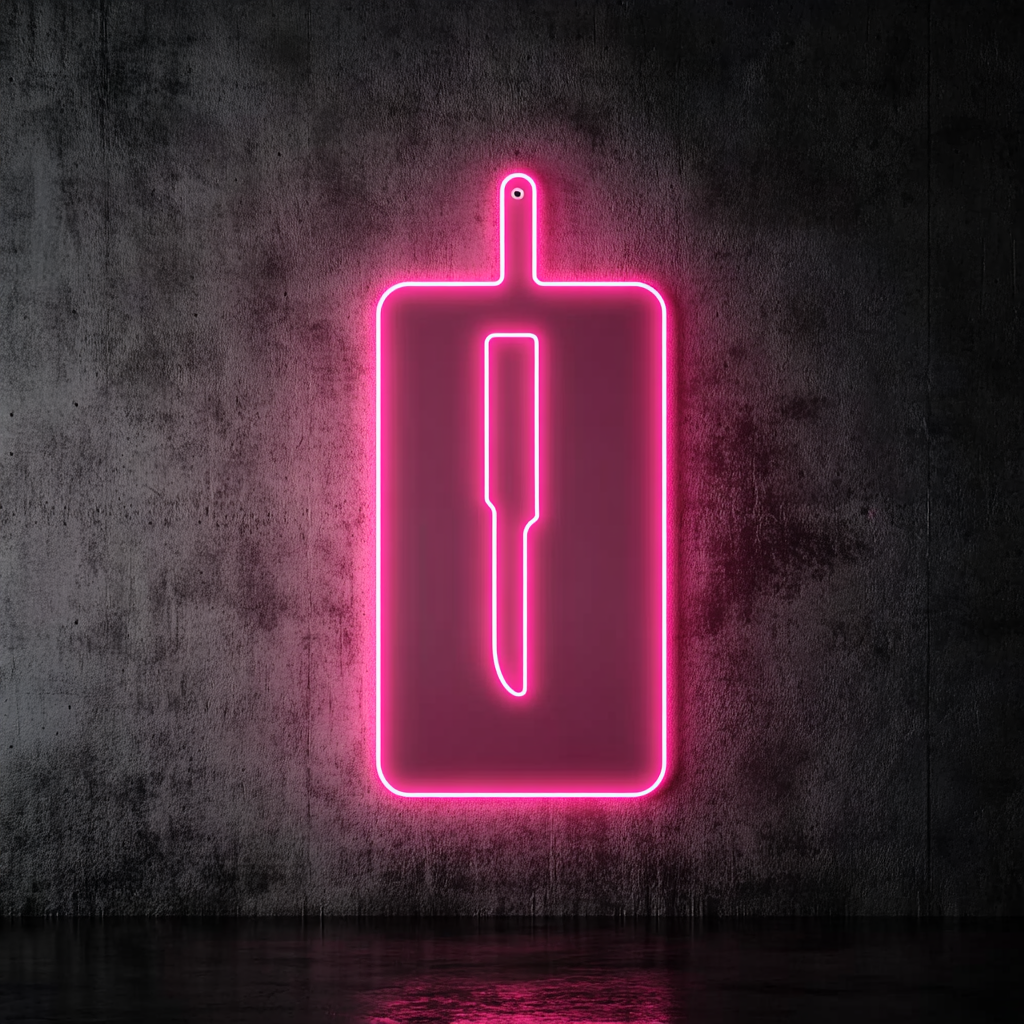 Knife Chopping Board - Pink Neon Sign, 24 Inches