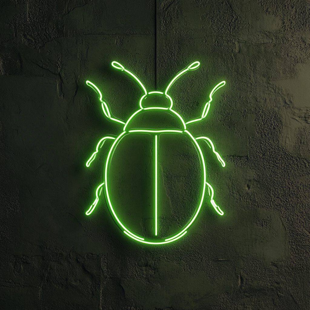 Ladybug - Green Neon Sign, 24 Inches