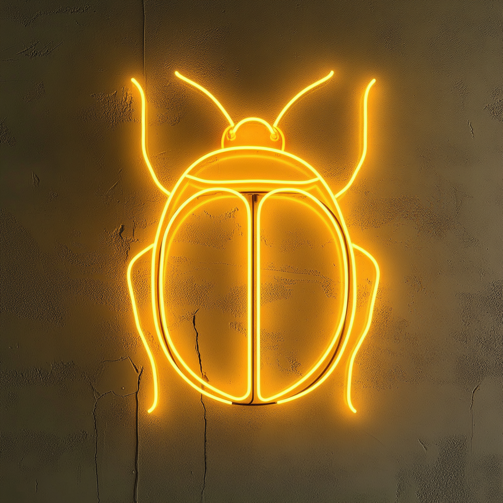 Ladybug - Yellow Neon Sign, 24 Inches