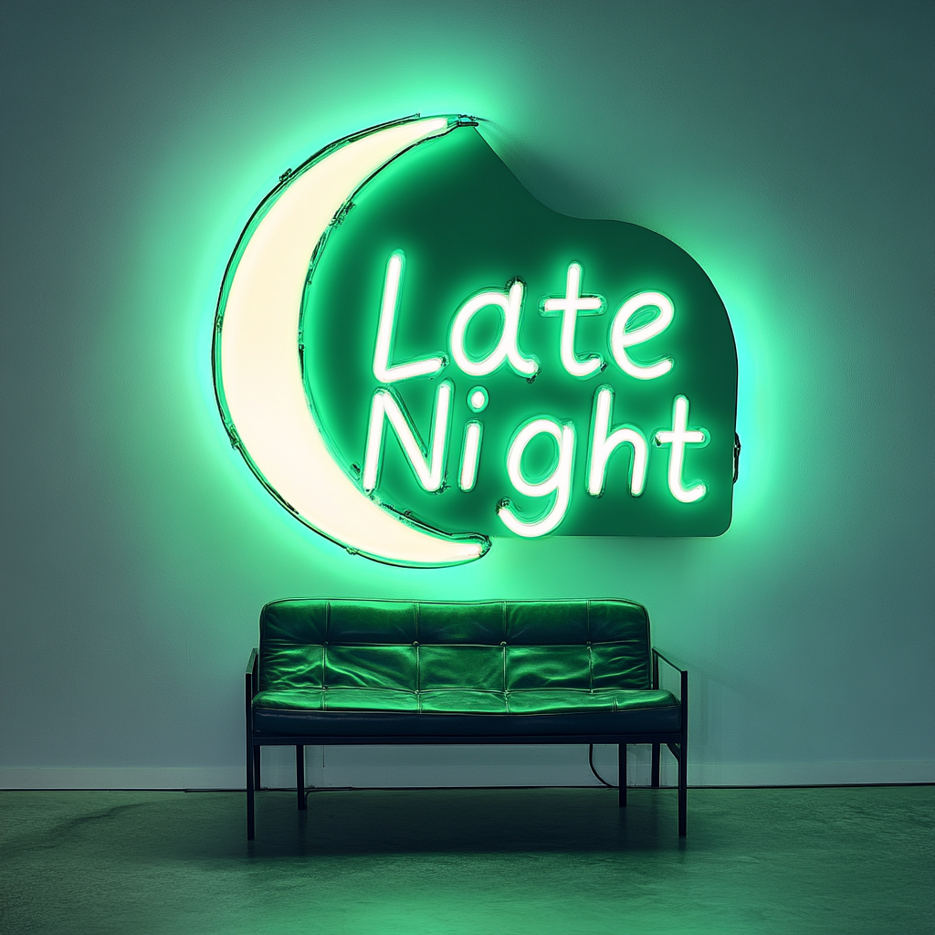 "Late Night" - Green Neon Sign, 24 Inches