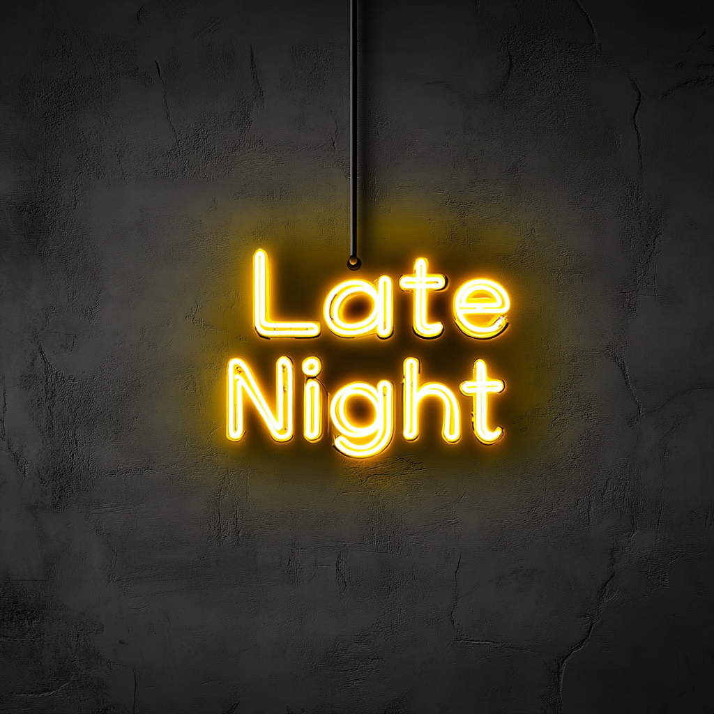 "Late Night" - Yellow Neon Sign, 24 Inches