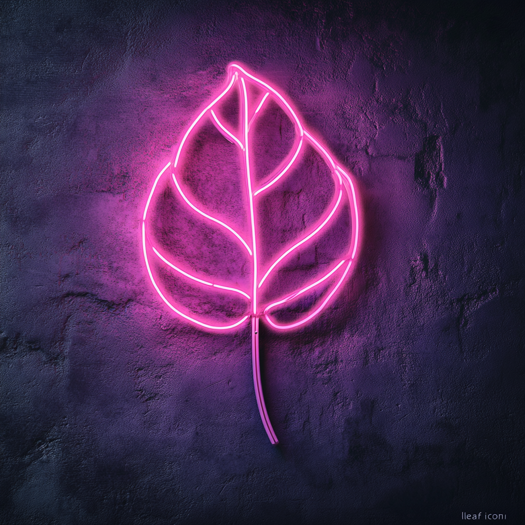 Leaf - Pink Neon Sign, 24 Inches
