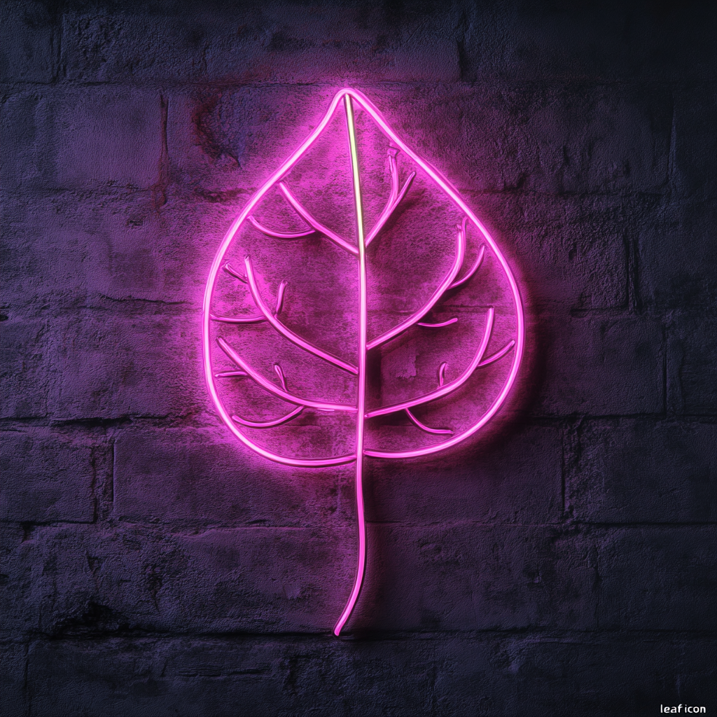 Leaf - Pink Neon Sign, 24 Inches