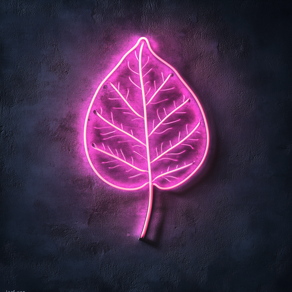 Leaf - Pink Neon Sign, 18 Inches