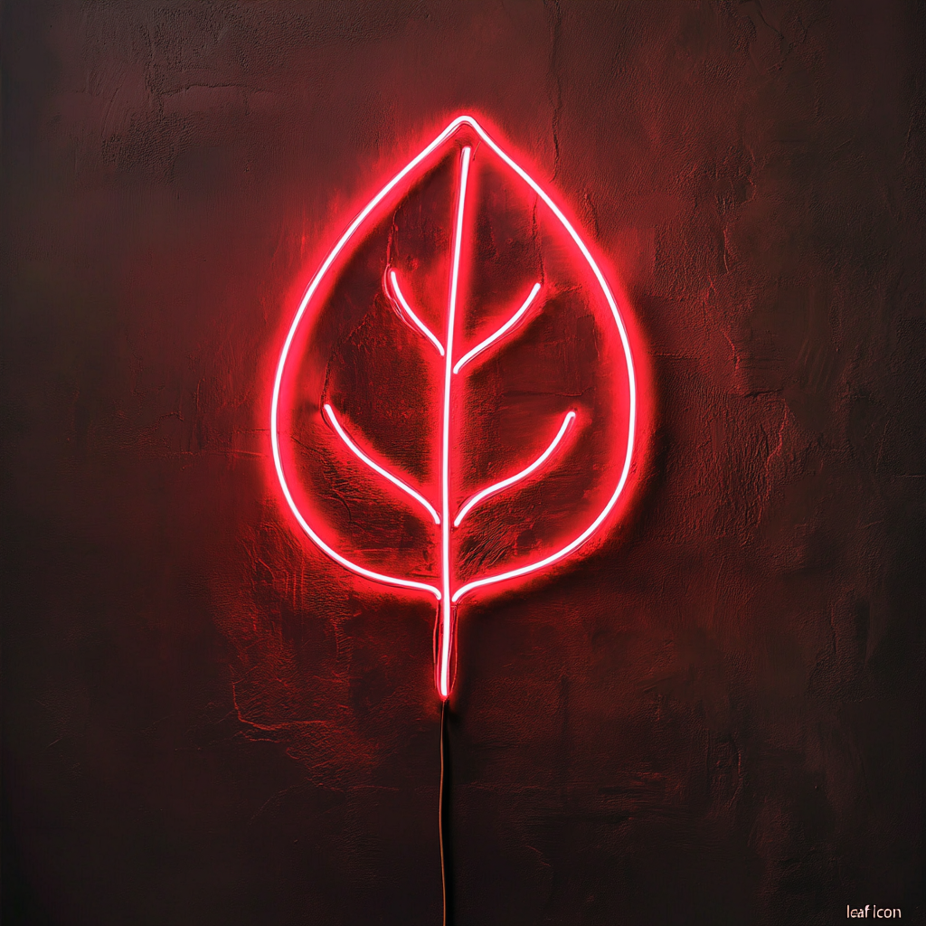 Leaf - Red Neon Sign, 24 Inches