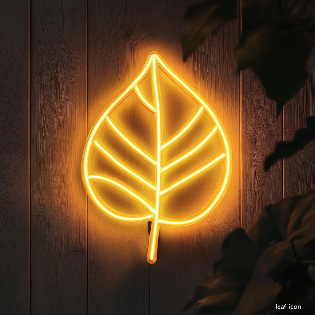 Leaf - Yellow Neon Sign, 24 Inches