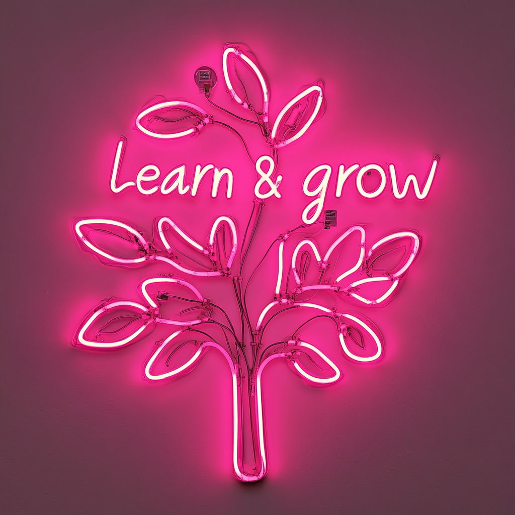 Learn & Grow - Pink Neon Sign, 24 Inches