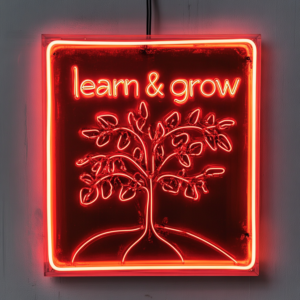 Learn & Grow - Red Neon Sign, 18 Inches