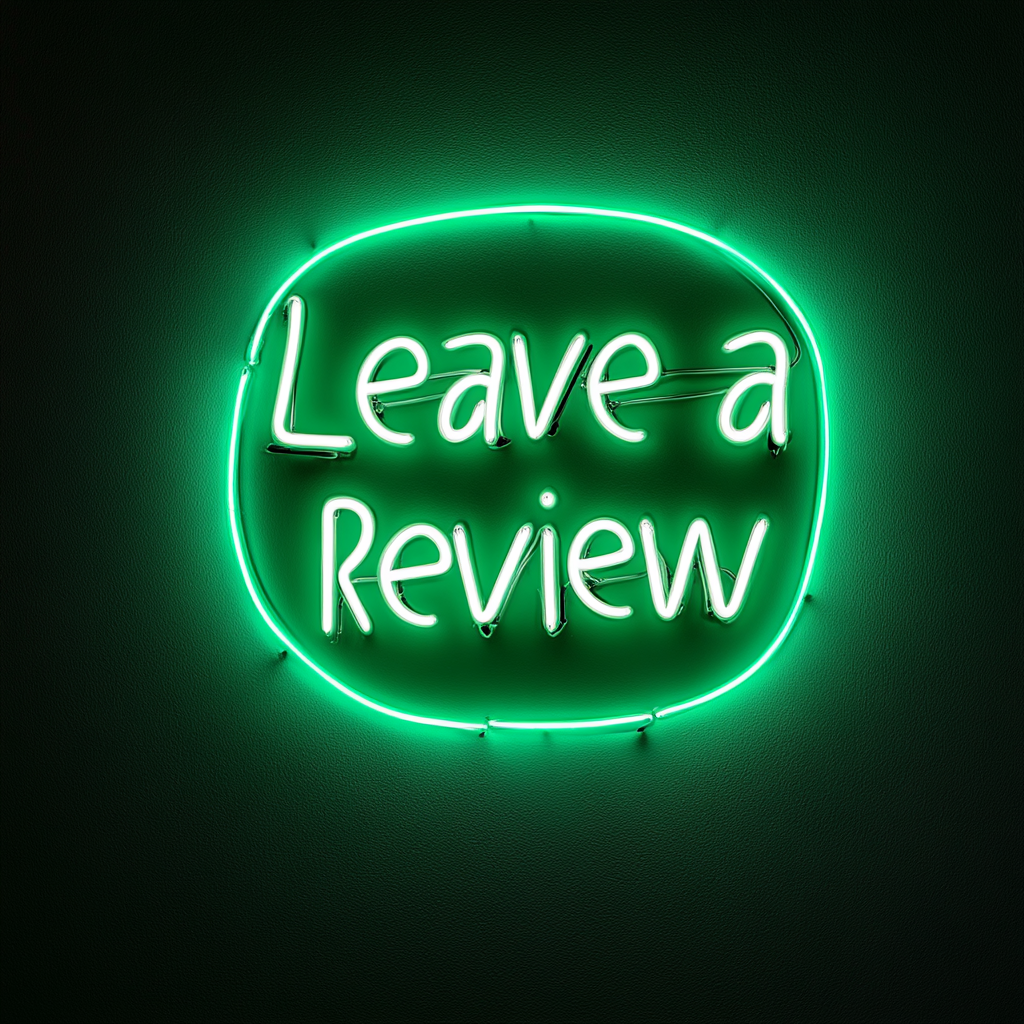 Leave a Review - Green Neon Sign, 18 Inches