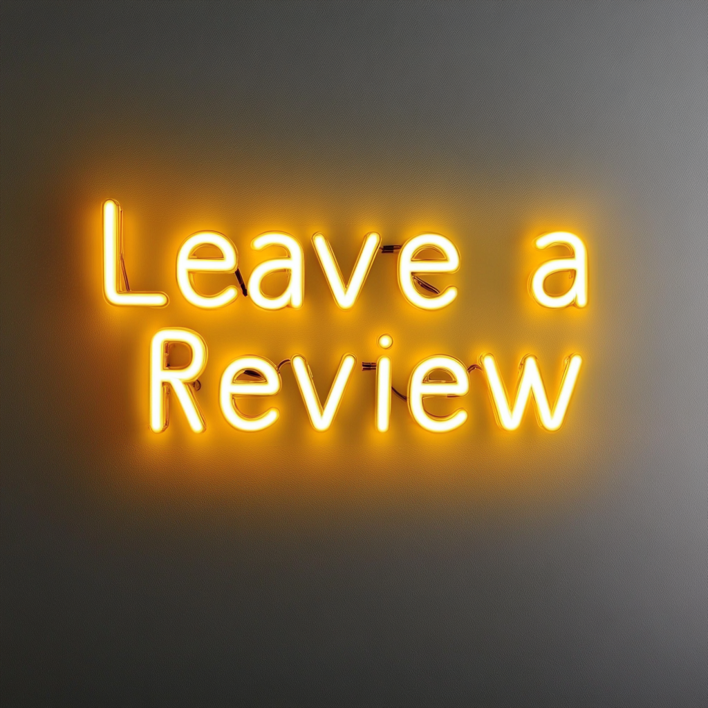 Leave a Review - Yellow Neon Sign, 18 Inches