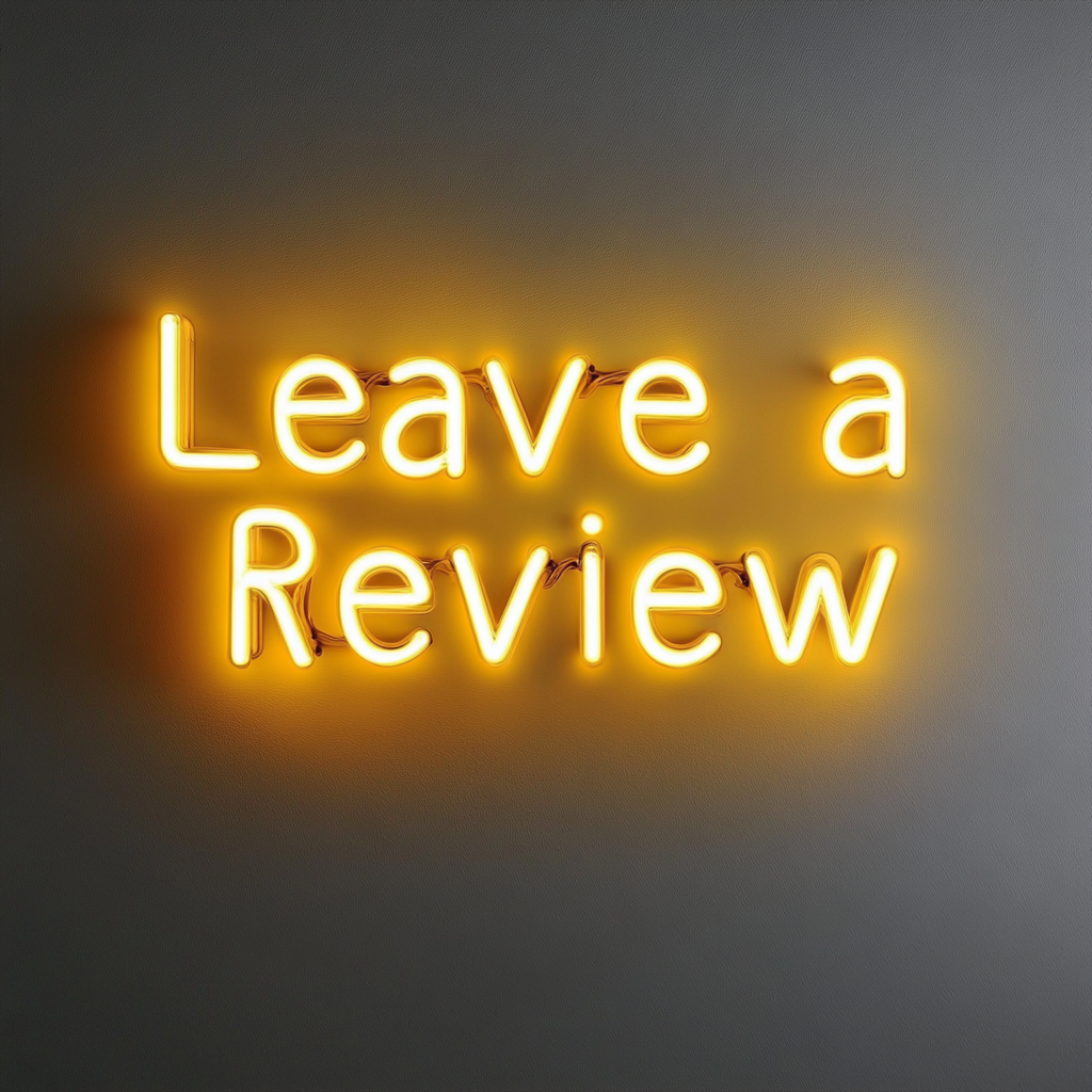 Leave a Review - Yellow Neon Sign, 24 Inches