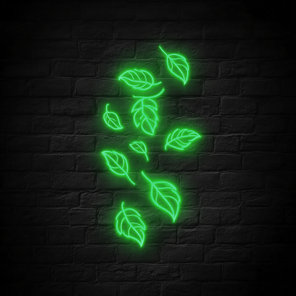 Leaves Falling - Green Neon Sign, 24 Inches