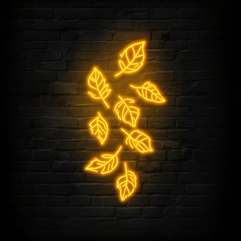 Leaves Falling - Yellow Neon Sign, 24 Inches