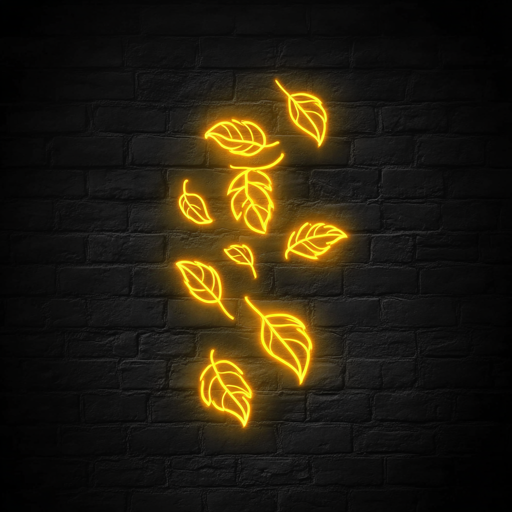 Leaves Falling - Yellow Neon Sign, 18 Inches