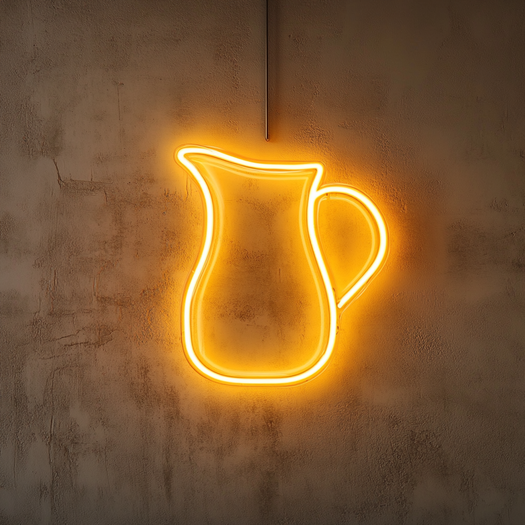 Lemonade Pitcher - Yellow Neon Sign, 18 Inches