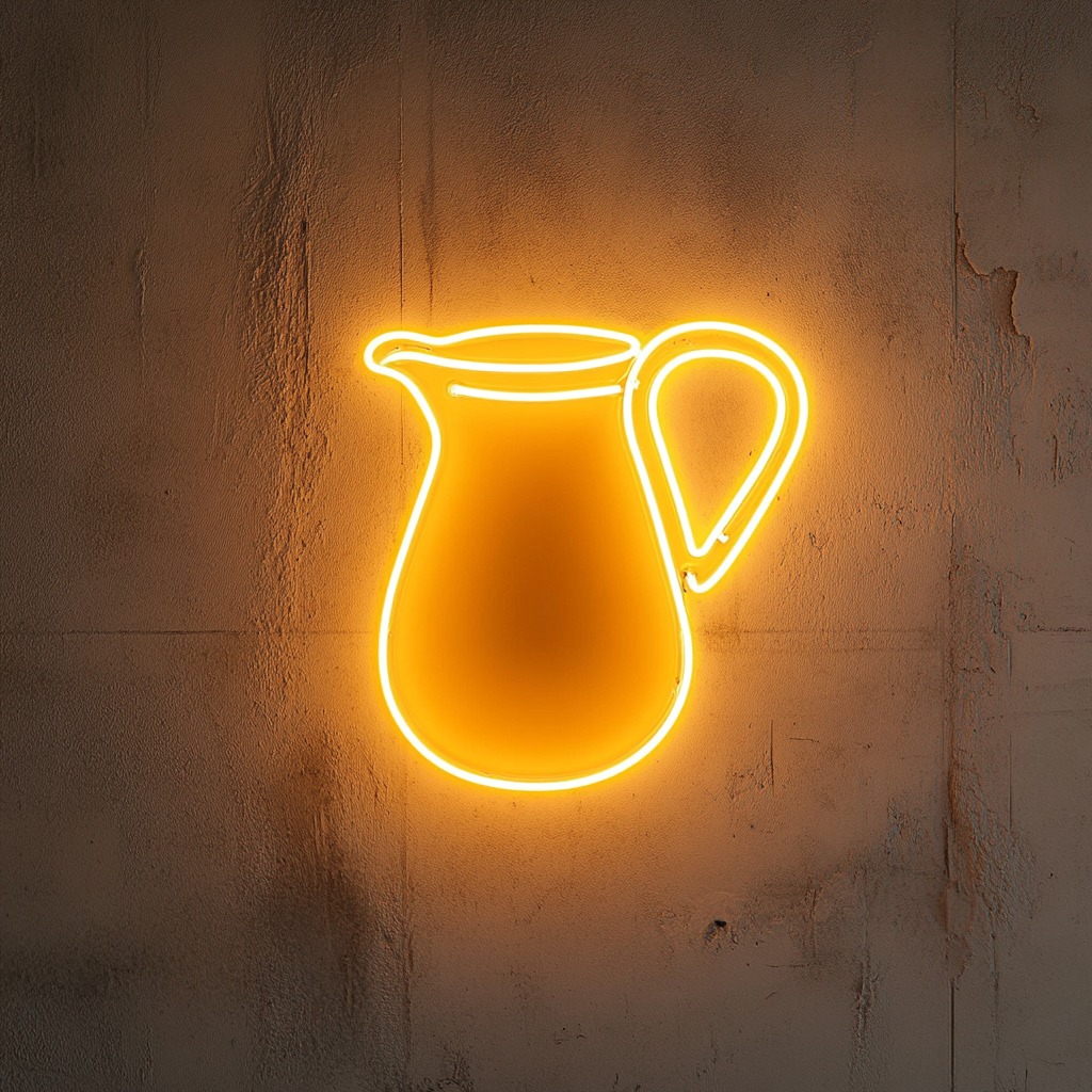 Lemonade Pitcher - Yellow Neon Sign, 18 Inches