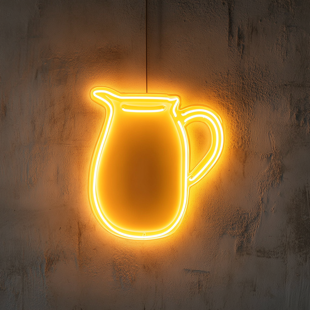 Lemonade Pitcher - Yellow Neon Sign, 18 Inches