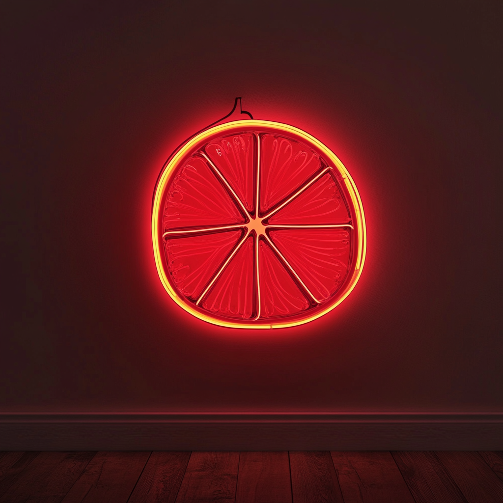 Lemon Slice - Red Neon Sign, 24 Inches
