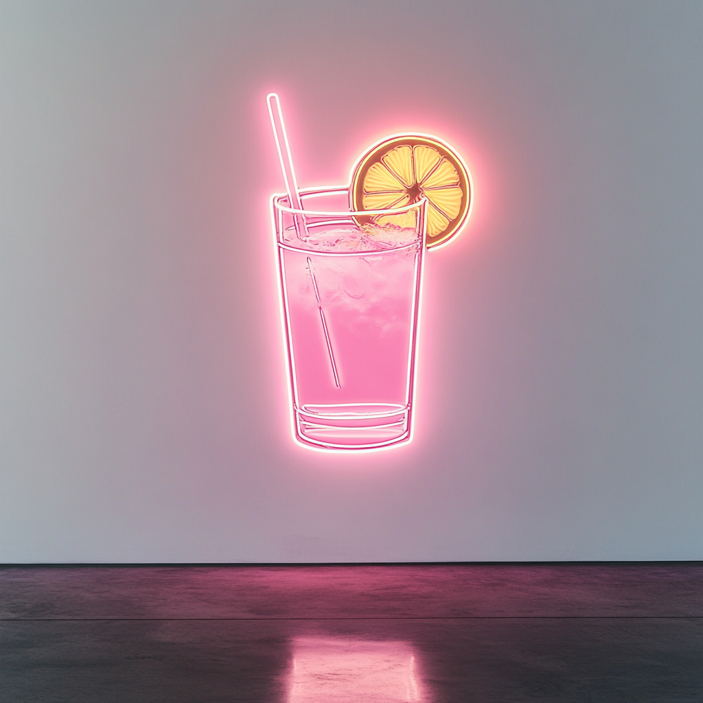 Lemon Slice in Water - Pink Neon Sign, 18 Inches