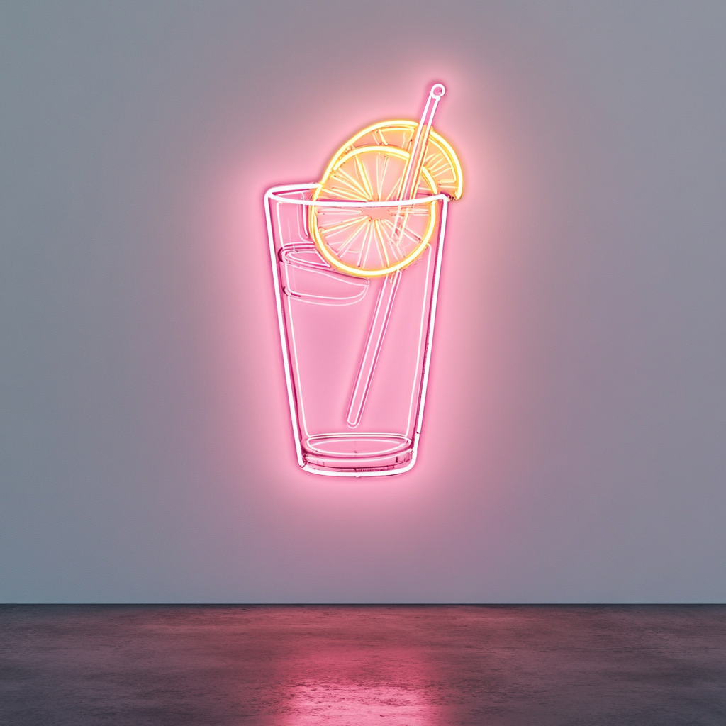 Lemon Slice in Water - Pink Neon Sign, 24 Inches